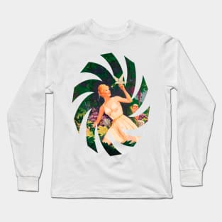 beautiful girl in the forest with a white dove in her hand Long Sleeve T-Shirt